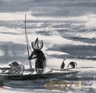 林风眠 50年代末～60年代初 渔夫 34×35cm